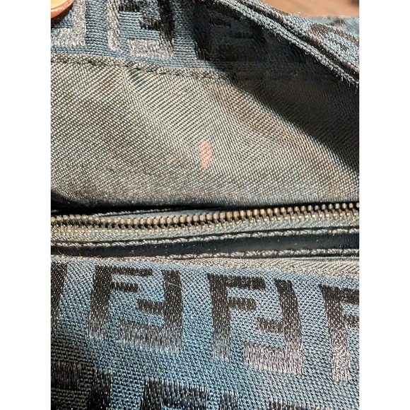 Vintage Fendi Zucca Baguette ShoulderCanvas Baguette Bag Black